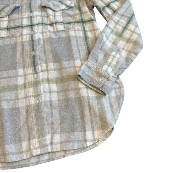 Panache Apparel Grey Plaid Button-Down Shirt Top Oversized Size Small Women's - Picture 6 of 13